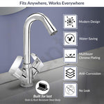 Plantex Brass Spindle Wash Basin Tap with Water Saving Aerator/Basin Mixer for Bathroom/Sink Tap for Kitchen Basin -(Saga-Chrome)