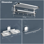 Plantex 304 Stainless Steel Dual Folding Towel Rack for Bathroom/Napkin Ring/Soap Stand/Towel Stand/Bathroom Accessories Setโ Chrome