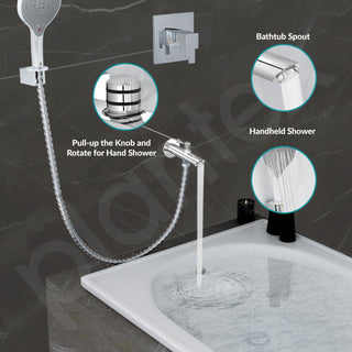 Plantex Pure Brass Bathtub Spout with Brass Wall Flange/Button Attachment for Hand Shower -(BAL-522-Mirror-Chrome)