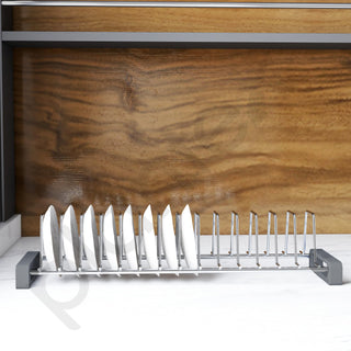 Plantex Stainless Steel Thali Stand/Plate Rack-Stand/Dish Rack/Plate Fixer for Modular Kitchen/Tandem Box Accessories- Set of 2 (Chrome)