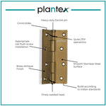 Plantex Heavy Duty Stainless Steel Door Butt Hinges 5 inch x 12 Gauge/2.5 mm Thickness Home/ Office/ Hotel for Main Door/ Bedroom/ Kitchen/ Bathroom - Pack of 3 (Brass Antique )