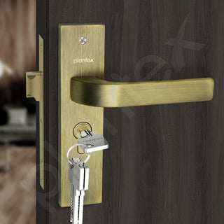 Plantex Heavy-Duty Door Lock Set - Main Door Lock Handle Set/ 6-Lever Lock Mechanism with 3 Years of Warranty/Mortise Lock with 3 Keys, Brass Lock Body & Cylinder(8107 - Brass Antique)