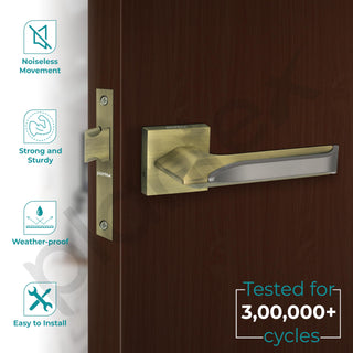 Plantex Heavy Duty Door Lock for Bathroom/Balcony/Office with Baby Latch/Mortise Keyless Door Lock (7082 – Brass Antique/Satin Black Matt)