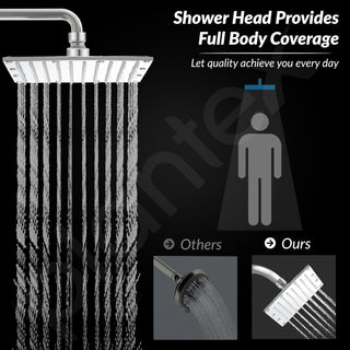 Plantex Stainless Steel Shower Head for Bathroom/8 x 8 inch Square Overhead Shower without Arm/Adjustable Bathroom Shower-(Sandwich-Chrome)