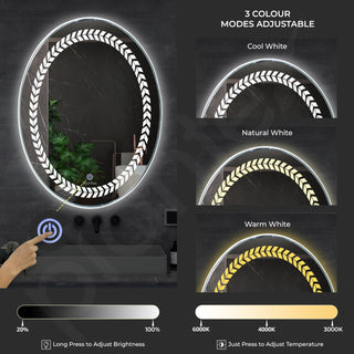 Plantex Light Mirror for Bathroom/LED Mirror for Wall with 3 Tone/Designer Mirror for Living Room/Bedroom/Dressing Room - Oval Shape (18 X 24 Inch)