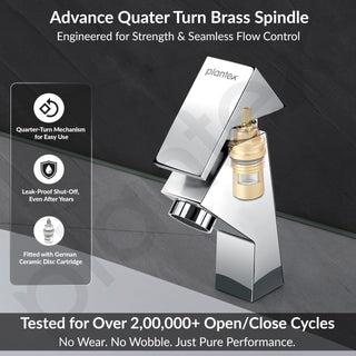 Plantex Brass Pillar Cock Tap for Wash Basin/Water Tap/Deck Mounted with German Aerator and Teflon Tape Mirror Chrome Finish 7-Year Warranty by Plantex (PRI-303)