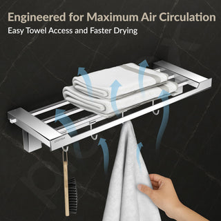 Plantex Towel Rack for Bathroom/304 Grade Stainless Steel Towel Bar/24 Inch Towel Hanger/Towel Stand/Bathroom Accessories - Pack of 1 (Tesla - 2706, Chrome)