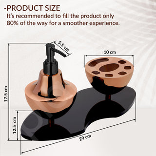 Plantex Liquid Soap Dispenser with Tumbler Holder for Bathroom/Stainless Steel and Acrylic 2 in 1 Shampoo Dispenser with Toothpaste Holder/Bathroom Accessories - Pack of 1 (Rose Gold & Black)