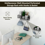 Plantex Self-Adhesive Bathroom Shelf with Fix Hook/Storage Rack for Kitchen/Decorative Railing Shelf for Home/Office/Storage Organizer - Pack of 1 (Black)