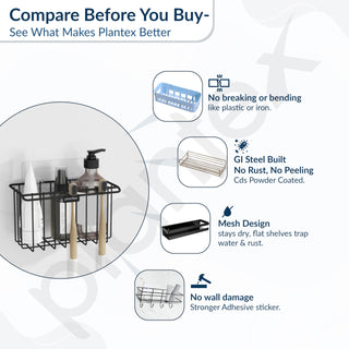 Plantex Self Adhesive Shelf/Wall Mounted Storage Shelf/Rack/Toothbrush Holder with Kitchen Napkin Holder/Shelf for Bathroom