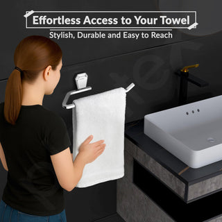 Plantex Towel Holder for Bathroom/304 Grade Stainless Steel Napkin Ring/Towel Hanger/Towel Ring/Bathroom Accessories - Pack of 1 (PM-2404, Chrome)