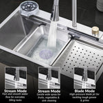 Plantex Kitchen Sink for Home/304 Grade Stainless Steel Waterfall Kitchen Sink with Anti-Scratch Design/Sink with Pull-Down Faucet - (30x18x10 Inch, Matt)