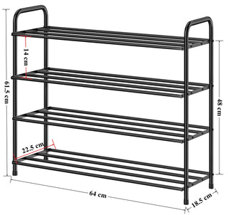 Plantex GI Metal Shoe Rack for Home/Shoe/Slipper Stand/Chappal Stand/Storage Organizer - 4 Big Shelves (Black)