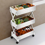 Plantex 3-Tier Multipurpose Storage Trolley with Wheels/Rotating Kitchen Vegetable Rack/Stainless Steel Space Saving Organizer Basket Stand/Heavy Duty Rolling Utility Cartโ(Chrome)