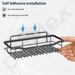Plantex Self Adhesive Bathroom Shelf/Bathroom Organiser without Drill/Adhesive Wall Shelves/No Drill Bathroom Shelves/Soap Holder with Tooth Brush Holder-(Black, Pack of 5)