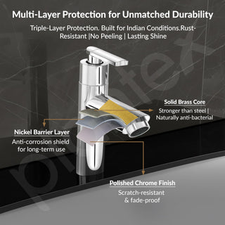 Plantex BAL-503 Pillar Cocke Tap for Wash Basin/Tabletop Basin Tap with Teflon Tape/Pillar Tap for Bathroom/7 Year Warranty (Mirror Chrome)