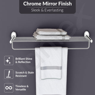 Plantex 304 Stainless Steel Towel Holder in Bathroom/Cloth Hanger for Bathroom/Towel Rack/Bathroom Accessories - Oreva (Chrome) 24 Inch