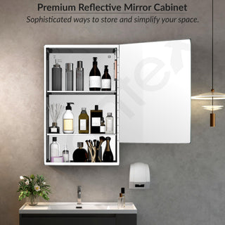 Plantex Premium 304 Stainless Steel Bathroom Mirror Cabinet with Lower Shelf/Bathroom Organiser/Bathroom Mirror with Storage/Bathroom Shelf with Mirror/Bathroom Accessories (20x32 Inch-Chrome)
