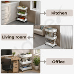 Plantex 3-Tier Multipurpose Storage Trolley with Wheels/Rotating Kitchen Vegetable Rack/Stainless Steel Space Saving Organizer Basket Stand/Heavy Duty Rolling Utility Cartโ(Chrome)