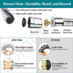 Plantex 6 Inch Health Faucet for Toilet/Jet Spray for Bathroom/Square Hand Jet Spray with 1.2 Meter Flexible Hose Pipe and Wall Brackets - (Chrome)