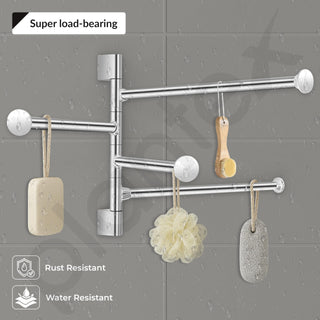 Plantex Stainless Steel 4-Arm Bathroom Swing Hanger Towel Rack/Towel Holder for Bathroom/Towel Stand/Bathroom Accessories