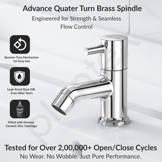 Plantex Pure Brass Pillar Cock Water Tap with Teflon Tape/Basin Tap with Water Saving Nozzle for Kitchen Tap-7 Year Warranty (ICO-903 Chrome)