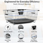 Plantex Stainless Steel Dish Drainer Basket For Kitchen Utensils/Dish Drying Rack With Drainer/Plate Stand/Bartan Basket (Size-56 x 43 x 22 cm)