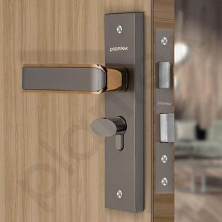 Plantex Heavy-Duty Door Lock Set - Main Door Lock Handle Set/ 6-Lever Lock Mechanism with 3 Years of Warranty/Mortise Lock with 3 Keys, Brass Lockbody & Cylinder (8112 - Satin Black & PVD Choco)
