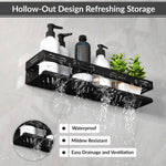Plantex No Drill Bathroom Shelves/Stainless Steel Self Adhesive Shelf for Bathroom/Wall Shelf for Kitchen/Bathroom Shelf- Pack of 2 (16 x 4 Inch - Black)