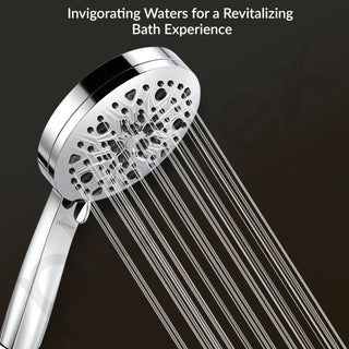 Plantex Abs Hand Shower For Bathroom/5 Inch Round Multi-Function 8 Mode Shower Hand/Hand Shower Set With 1.5 Meter Flexible Tube Pipe With Self Adhesive Bracket - (Chrome)