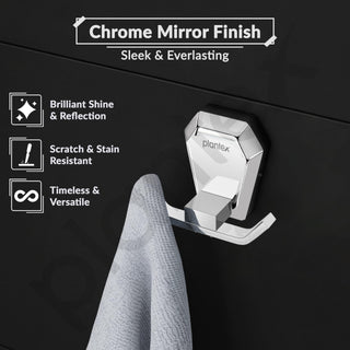 Plantex Robe Hook for Bathroom/304 Grade Stainless Steel Towel Hook/Cloth Hanger/Bathroom Accessories - Pack of 1 (PM-2405-Chrome)