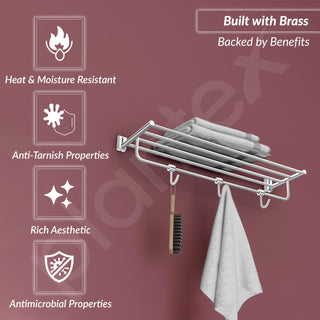 Plantex Smero Pure Brass 24 inch Towel Rack for Bathroom/Towel Stand/Hanger/Towel Holder/Towel Bar/Bathroom Accessories - Superb (Chrome)