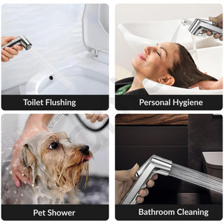 Plantex Jet Spray for Toilet/ABS Health Faucet with 1 Meter Shower Hose Pipe and Wall Hook/Health Faucet Set for Bathroom/Hand Gun for Toilet - (Royal, Chrome)