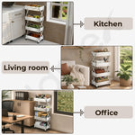 Plantex 4-Tier Multipurpose Storage Trolley with Wheels/Rotating Kitchen Vegetable Rack/Stainless Steel Space Saving Organizer Basket Stand/Heavy Duty Rolling Utility Cartโ(Chrome)