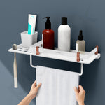 Plantex 5mm Acrylic and ABS Plastic 3 in 1 Multipurpose Bathroom Shelf/Rack/Towel Hanger/Tumbler Holder/Bathroom Accessories (15 x 5 Inches) - Pack of 1