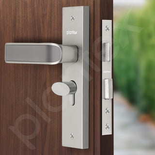 Plantex Heavy-Duty Door Lock Set - Main Door Lock Handle Set/ 6-Lever Lock Mechanism with 3 Years of Warranty/Mortise Lock with 3 Keys, Brass Lockbody & Cylinder(8112 - Satin White & Satin Black)