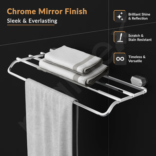 Plantex Towel Rack for Bathroom/304 Grade Stainless Steel Towel Bar/24 Inch Towel Hanger/Towel Stand/Bathroom Accessories - Pack of 1 (Delta - 2806, Chrome)