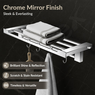 Plantex Towel Rack for Bathroom/304 Grade Stainless Steel Towel Bar/24 Inch Towel Hanger/Towel Stand/Bathroom Accessories - Pack of 1 (Tesla - 2706, Chrome)