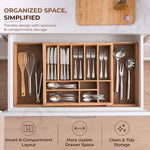 Plantex Cutlery Tray for Kitchen/Adjustable Cutlery Tray with Choping Board | Wooden Storage Box for Kitchen Drawer - Pack of 1 (21 X 19 Inch)