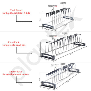 Plantex Stainless Steel Saucer/Thali Stand/Plate Rack-Stand/Dish Rack/Plate Fixer for Modular Kitchen/Tandem Box Accessories - Set of 3 (Chrome)