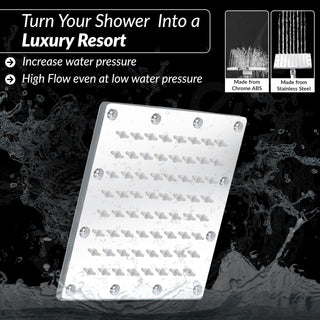 Plantex Stainless Steel Overhead Shower 6 x 6 inch with Water-Saving Technology/High pressure Rain Shower Head without Arm/Bathroom Shower -(Sandwich-Chrome)