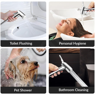 Plantex Jet Spray for Toilet/ABS Health Faucet with 1 Meter Shower Hose Pipe and Wall Hook/Health Faucet Set for Bathroom/Hand Gun for Toilet - (Jecquar, Chrome)