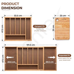 Plantex Cutlery Tray for Kitchen/Adjustable Cutlery Tray with Choping Board | Wooden Storage Box for Kitchen Drawer - Pack of 1 (21 X 19 Inch)