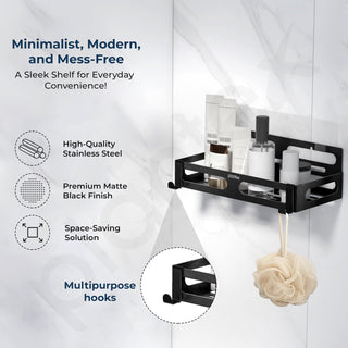 Plantex Shelf for Bathroom/Self-Adhesive Bathroom Organizer/Wall Mount/Shelf for Kitchen - Pack of 3 (Black)