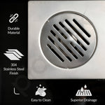 Plantex 304 Grade Stainless Steel Bathroom Drain Cover/Floor Drain Jali for Bathroom/Drainage Cover (6x6 inches) - (AXIO, Chrome)