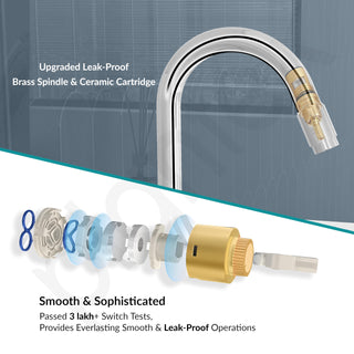 Plantex Pure Brass Mouth Flow Swan Neck Pillar Cock Water Tap with Teflon Tape/Tabletop Basin Tap with 7 Year Warranty (MAG-1204-Chrome)