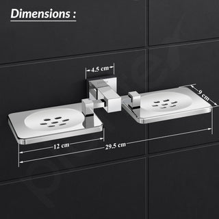 Plantex 304 Grade Stainless Steel Double Soap Holder/Soap Stand/Wall Mounted Items for Bathroom Accessories - Splash (Chrome)