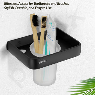 Plantex Toothbrush Holder/Tumbler Holder for Bathroom/Toothpaste/Razor Holder/Tooth Brush Holder/Bathroom Accessories - (Black)