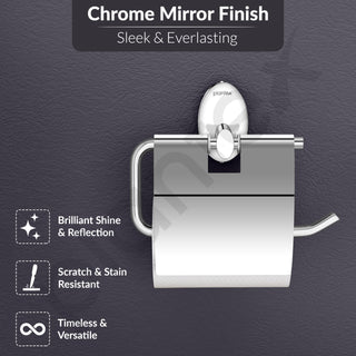 Plantex 304 Grade Stainless Steel Toilet Roll Holder for Bathroom/Toilet Paper Roll Holder/Toilet Tissue Paper Roll Holder for Bathroom Accessories - Oreva (Chrome)