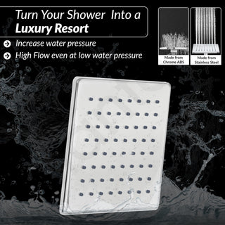 Plantex Stainless Steel Overhead Shower 6 x 6 inch with Water-Saving Technology/High pressure Rain Shower Head without Shower Arm/Bathroom Shower -(Elegance-Chrome)